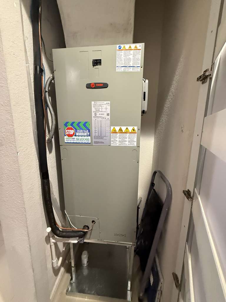 Trane air handler in closet