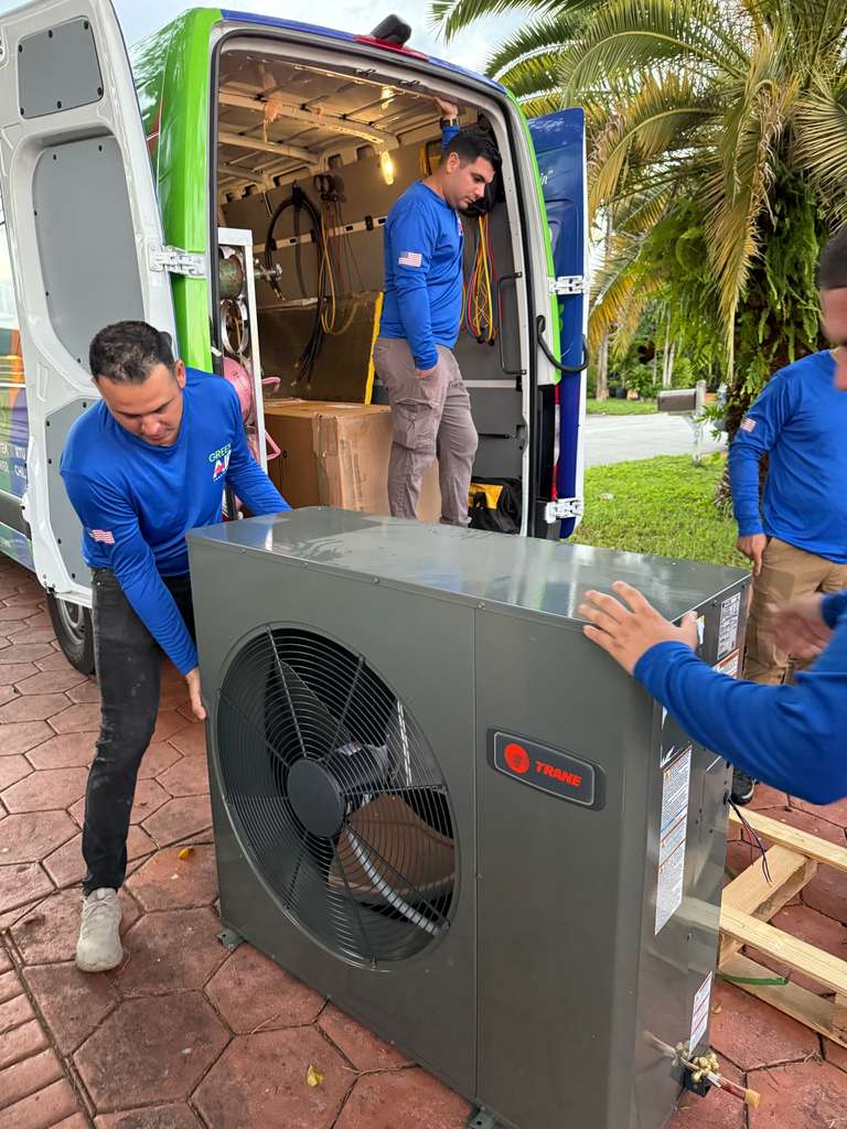 Loading the new Trane unit